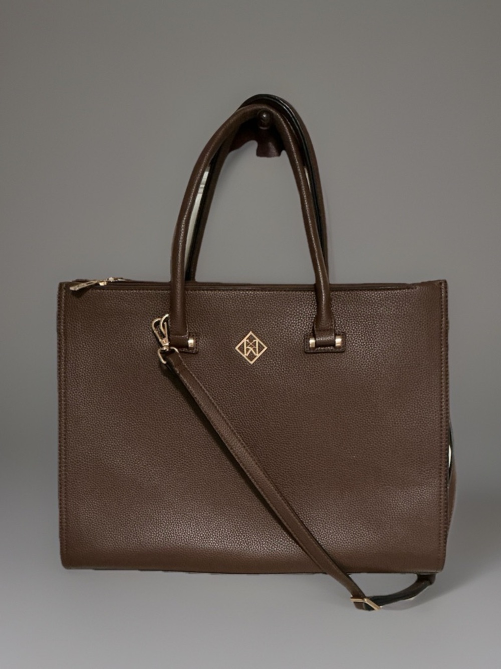 Karla Hanson Rachel Accordion Handbag-Brown w/Gold Hardware- QVC-Pre-owned- GUC